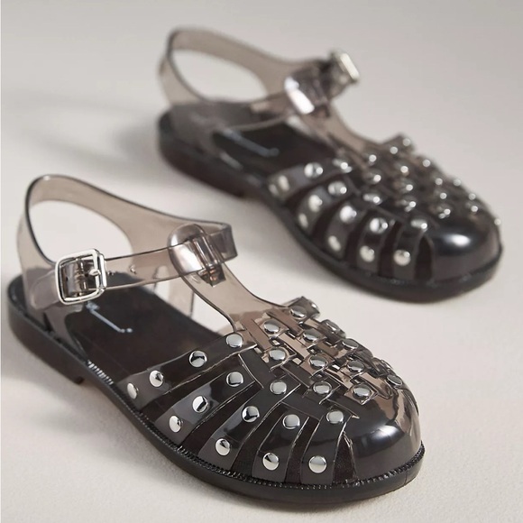 Ellery Shoes - Anthropologie Ellery Transparent Sandals with Silver Accents